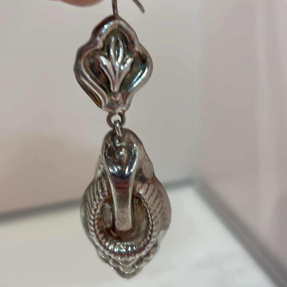 Silver Drop Dangle Earrings - image 3